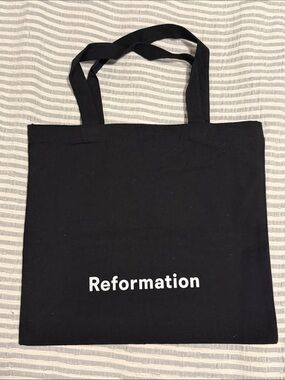 Reformation Black Canvas Tote with White Logo
